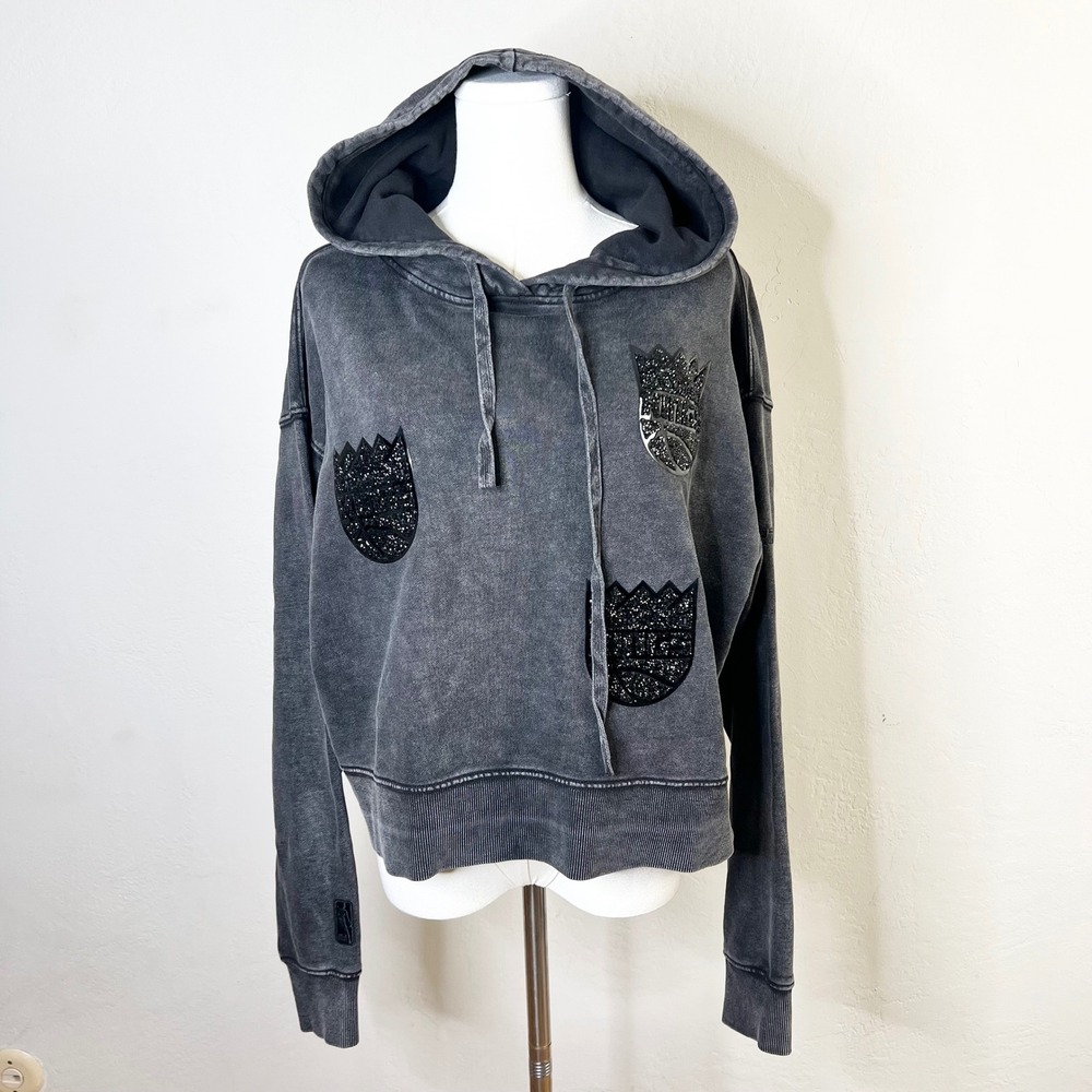 Sacramento Kings Pro Standard Hoodie Women Size M Washed Black New NBA Logo